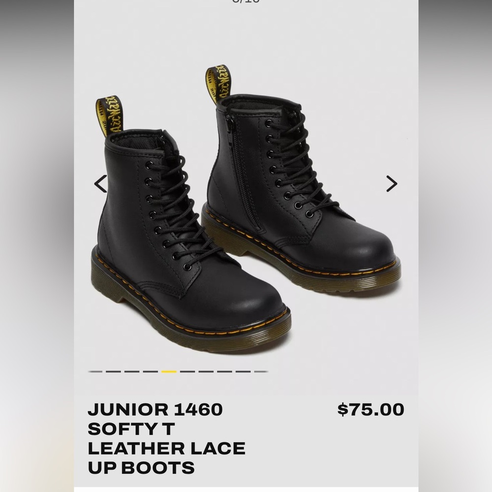 Dr. Martens 1460 J Black Leather Lace Up/Zip Ankle Boots Men’s Size 4 Women’s 5